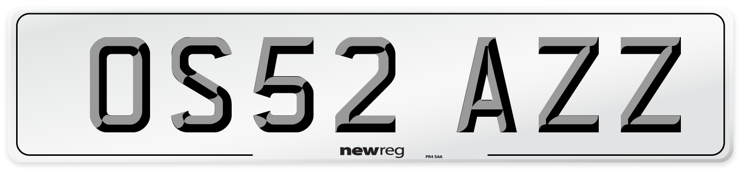 OS52 AZZ Number Plate from New Reg